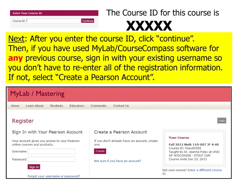 XXXXX The Course ID for this course is