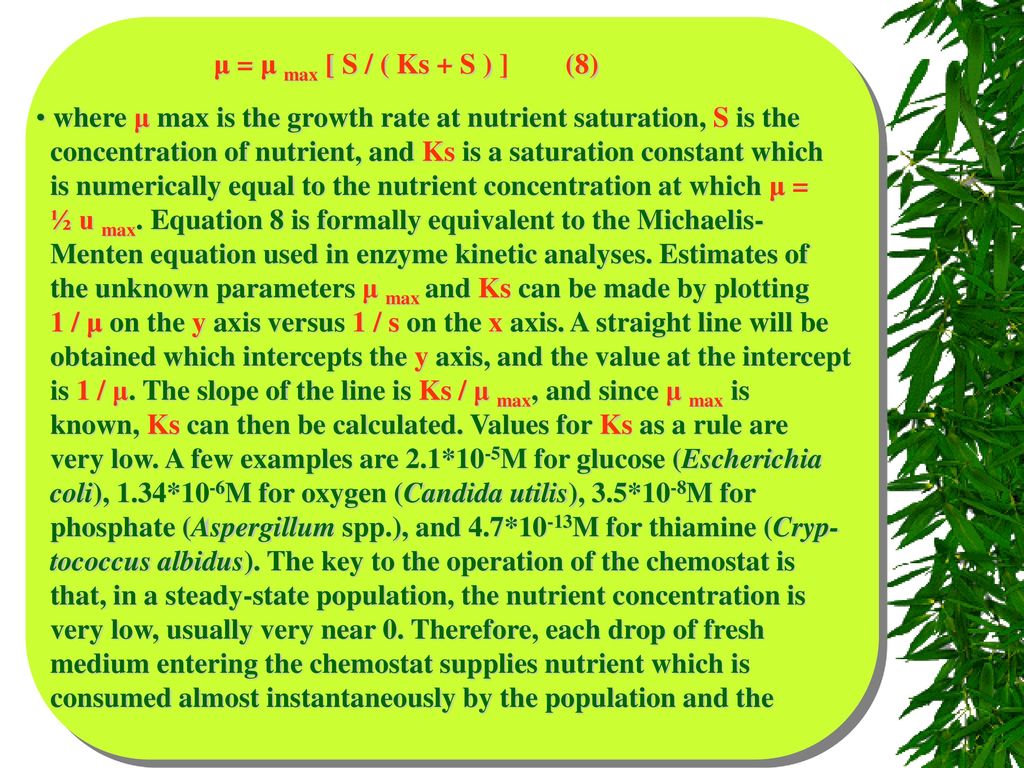 Mathematics Of Microbial Growth And Chemostat Operation Ppt Download