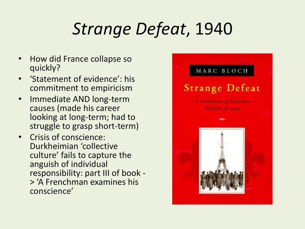 Strange Defeat, 1940 How did France collapse so quickly