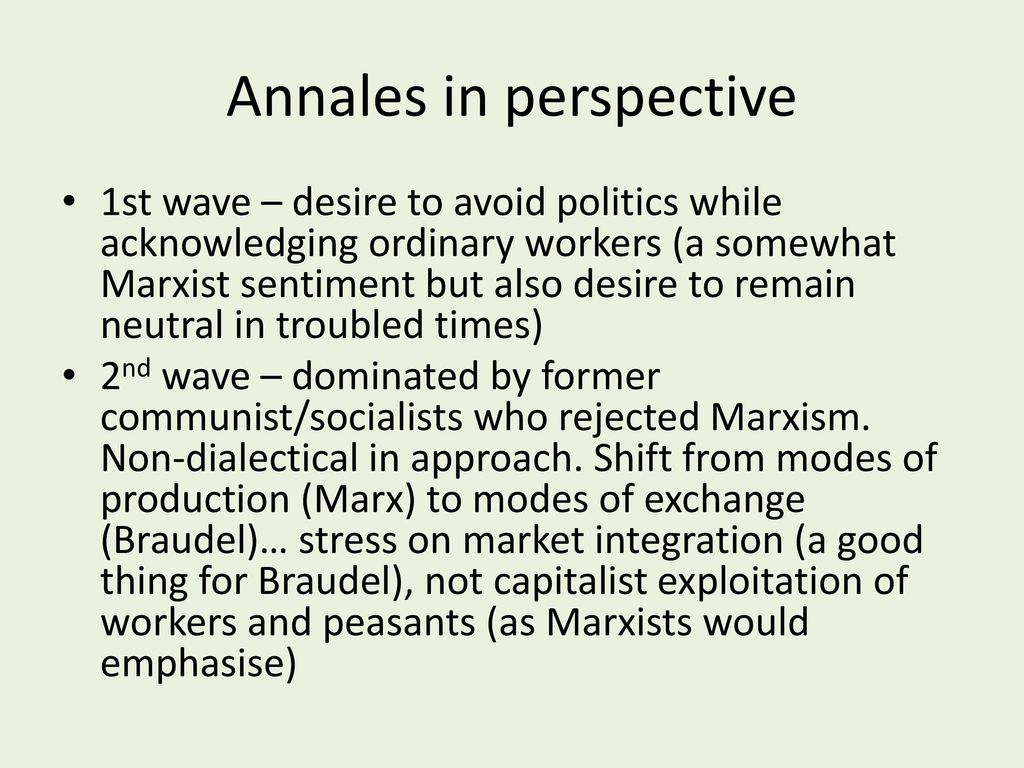 Annales in perspective