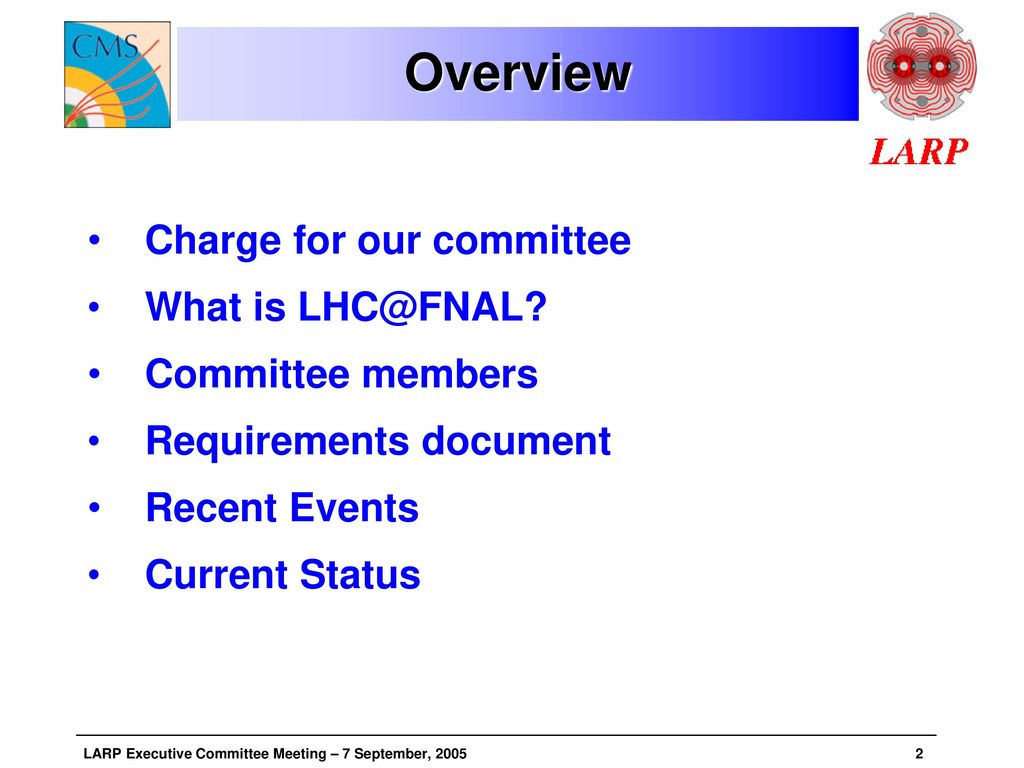 Overview Charge for our committee What is Committee members