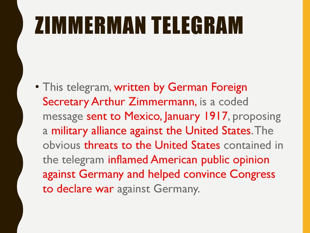 LO To Identify The Reasons For And Importance Of The US Entry Ppt   Zimmerman Telegram 