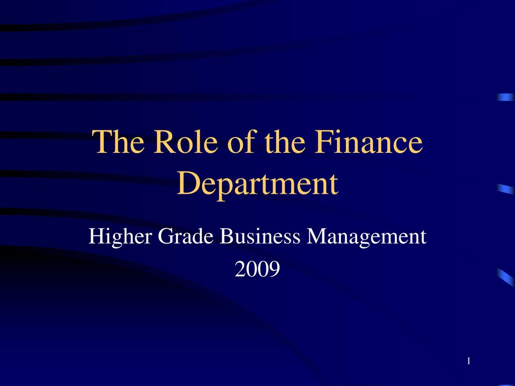 The Role of the Finance Department