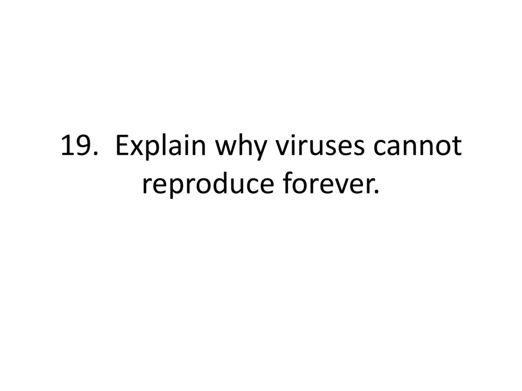 19. Explain why viruses cannot reproduce forever.