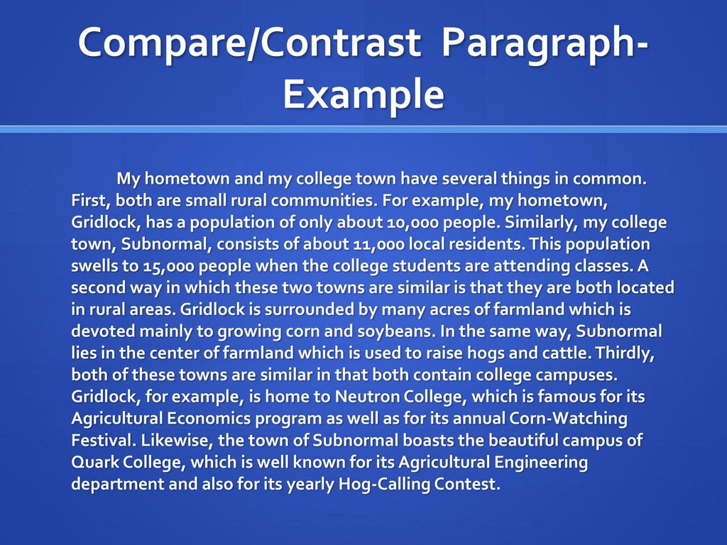 sample compare and contrast paragraph