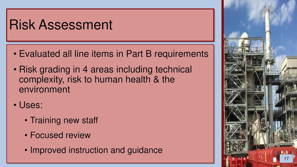 Risk Assessment Evaluated all line items in Part B requirements