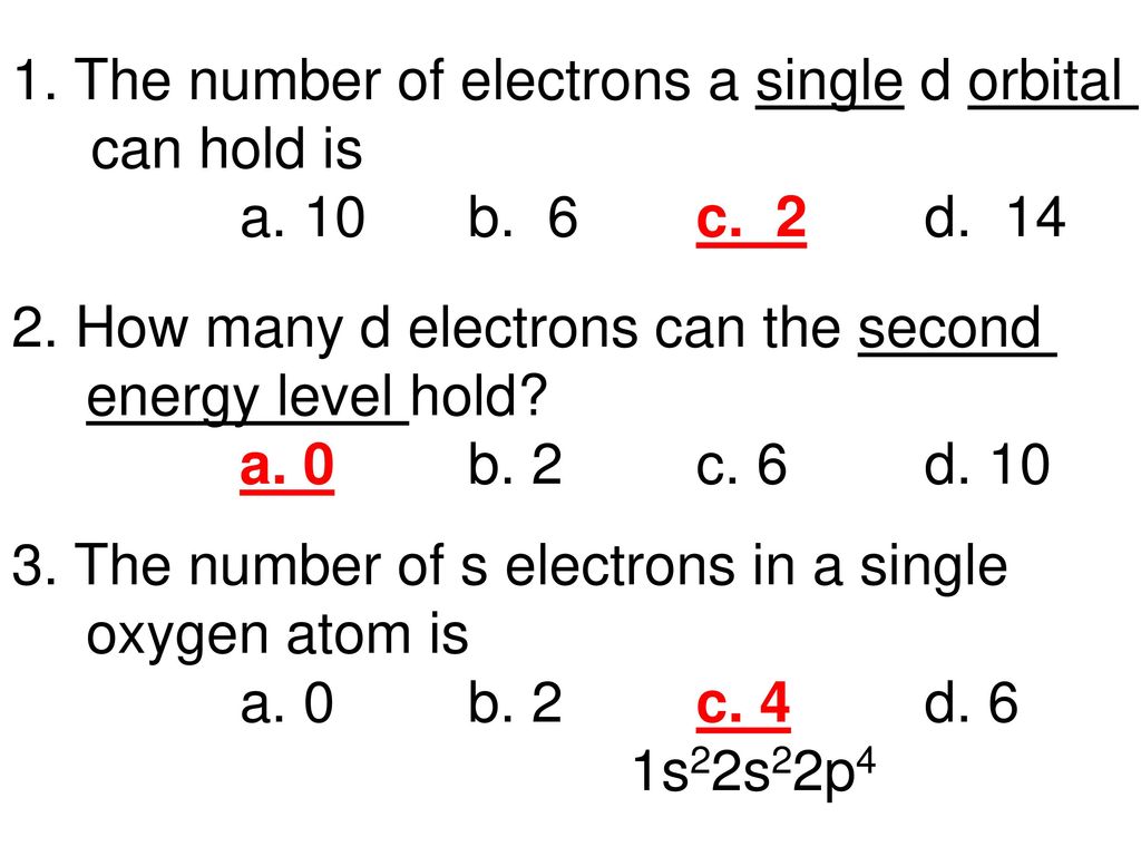 1 The Number Of Electrons A Single D Orbital Ppt Download
