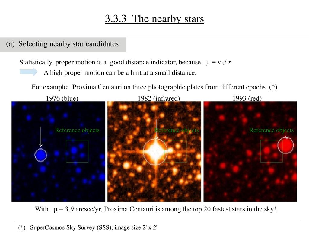 3.3.3 The nearby stars (a) Selecting nearby star candidates