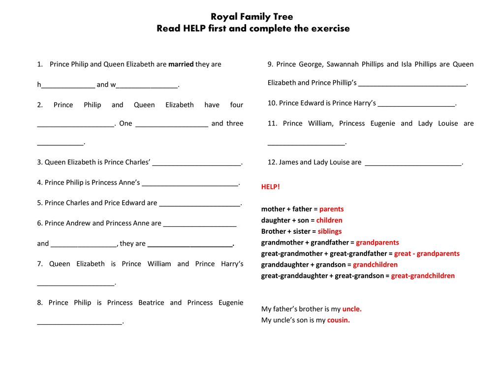 The Royal Family Tree Name The Family Relationships In The Ppt Download