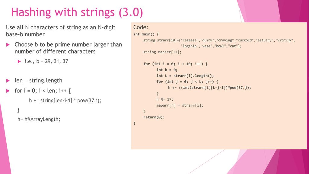 Hashing with strings (3.0)