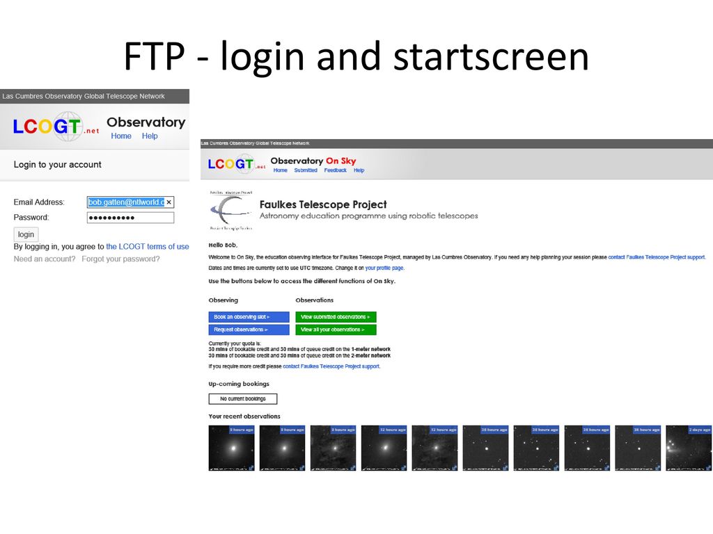 FTP - login and startscreen
