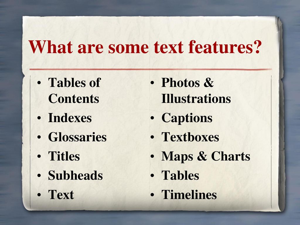 What are some text features