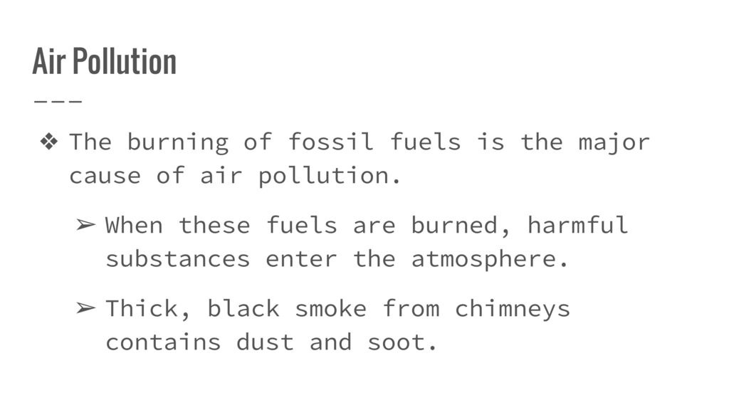 Factors of air pollution