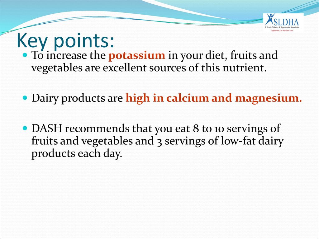Key points: To increase the potassium in your diet, fruits and vegetables are excellent sources of this nutrient.