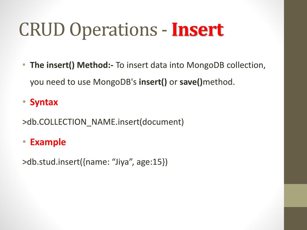 Mongodb crud operations ppt download