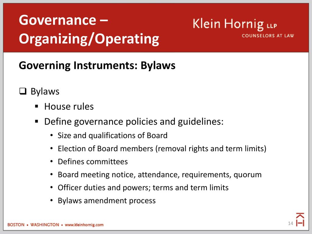 Governance – Organizing/Operating
