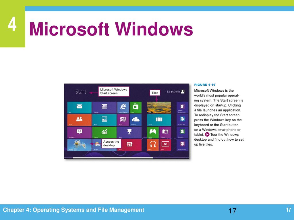 Microsoft Windows 17 Chapter 4: Operating Systems and File Management