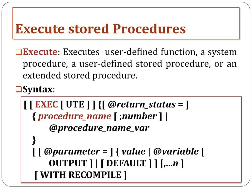 Stored procedures and function 9 6 1 ppt download
