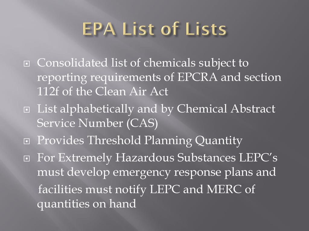 Epa List Of Lists 2025