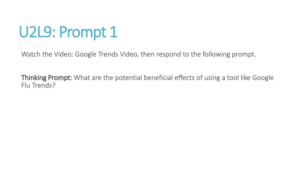 U2L9: Prompt 1 Watch the Video: Google Trends Video, then respond to the following prompt.