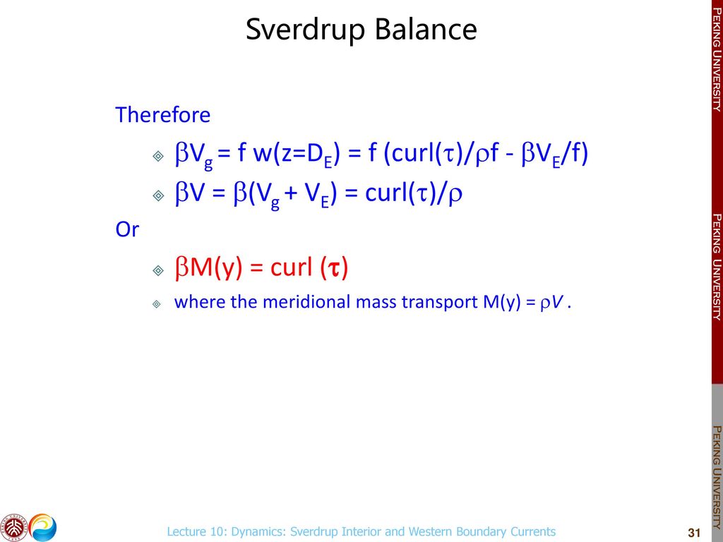Lecture 10 Dynamics Sverdrup Interior And Western Boundary Currents Introductive Physical Oceanography This Powerpoint Was Prepared For Purposes Of Ppt Download