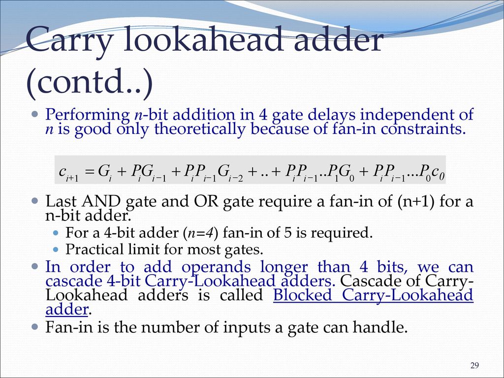 Carry lookahead adder (contd..)