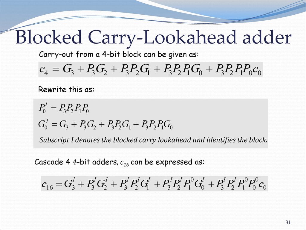 Blocked Carry-Lookahead adder