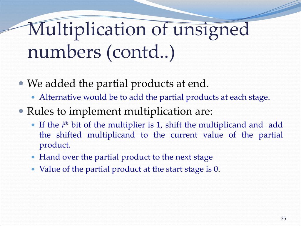 Multiplication of unsigned numbers (contd..)