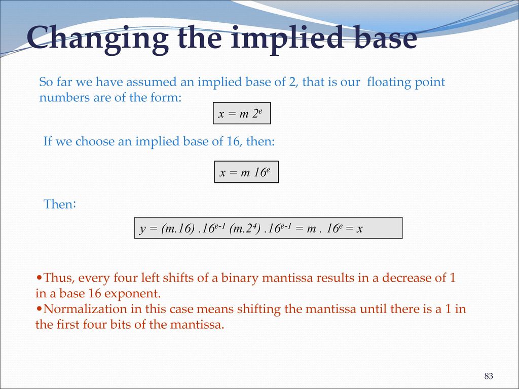 Changing the implied base