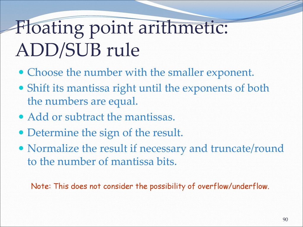 Floating point arithmetic: ADD/SUB rule