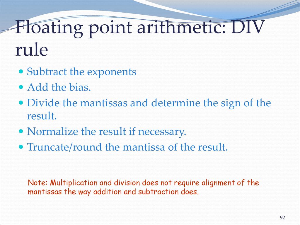 Floating point arithmetic: DIV rule