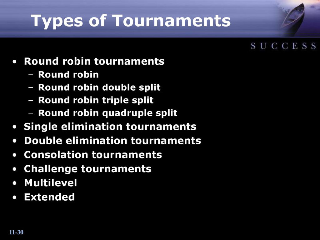 Types of Tournaments Round robin tournaments