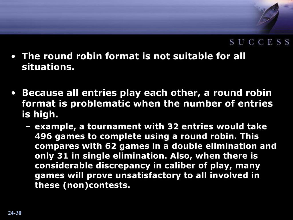 The round robin format is not suitable for all situations.