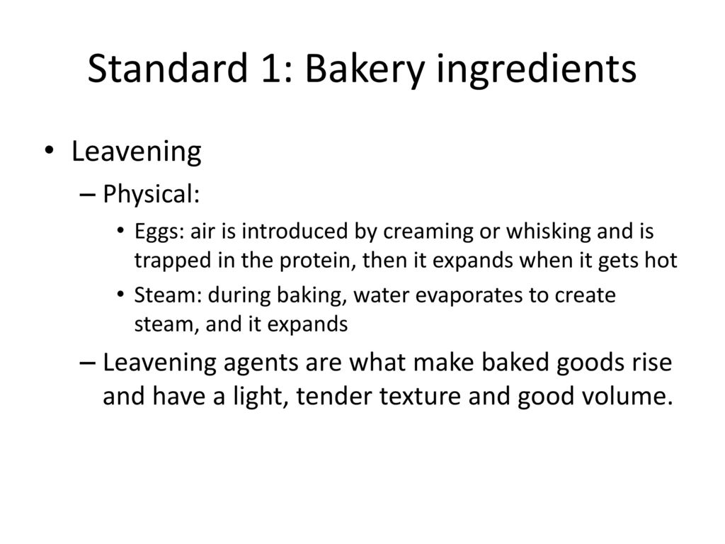Standard 1: Bakery ingredients