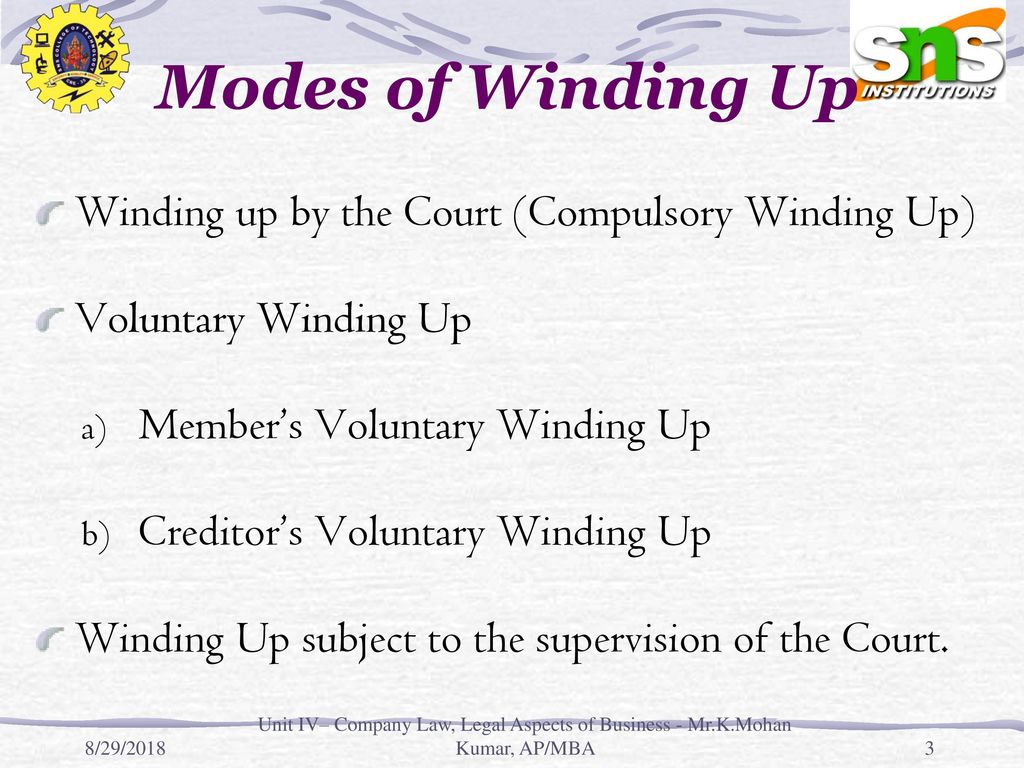 Modes of Winding Up. - ppt download