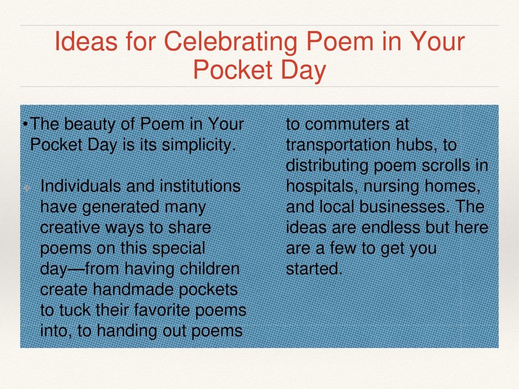 Poem In My Pocket Day 2025