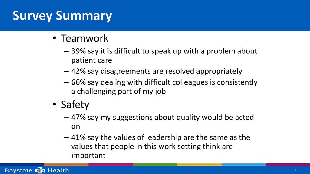 Survey Summary Teamwork Safety