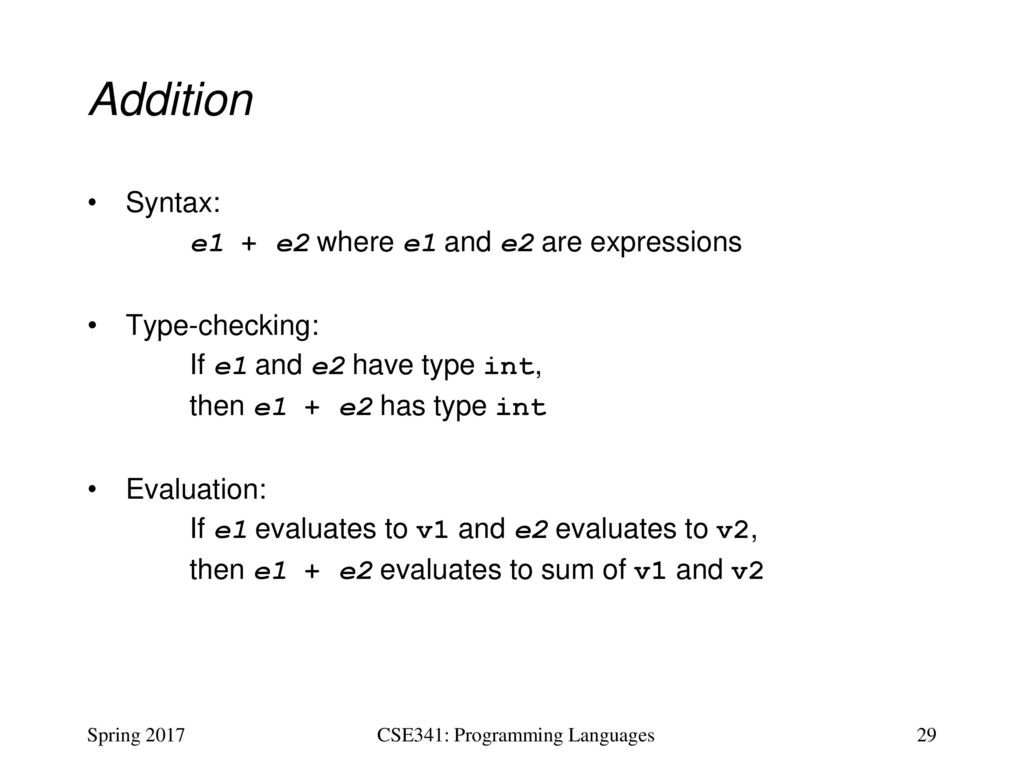 CSE341: Programming Languages Lecture 1 Course Mechanics ML Variable ...