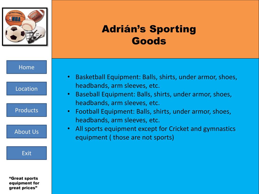 Click Here to Start “Great sports equipment for great prices ...