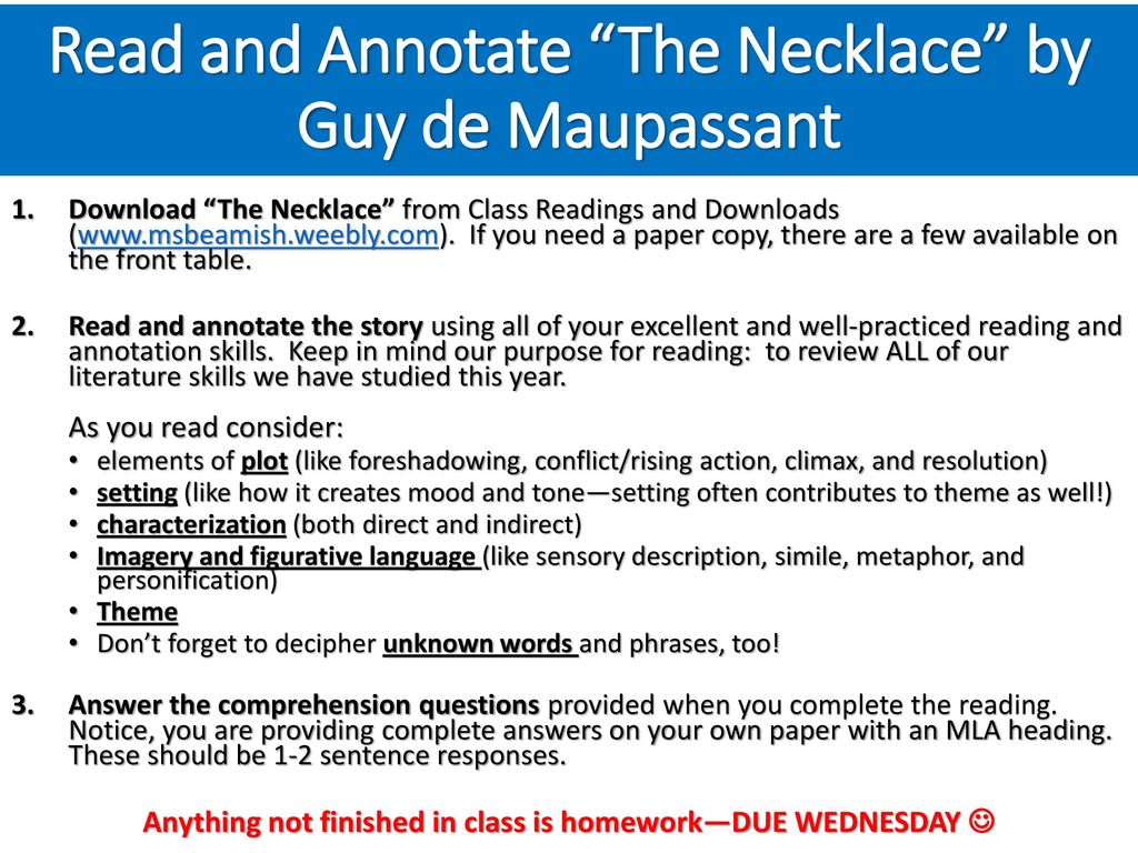 the necklace short story annotation