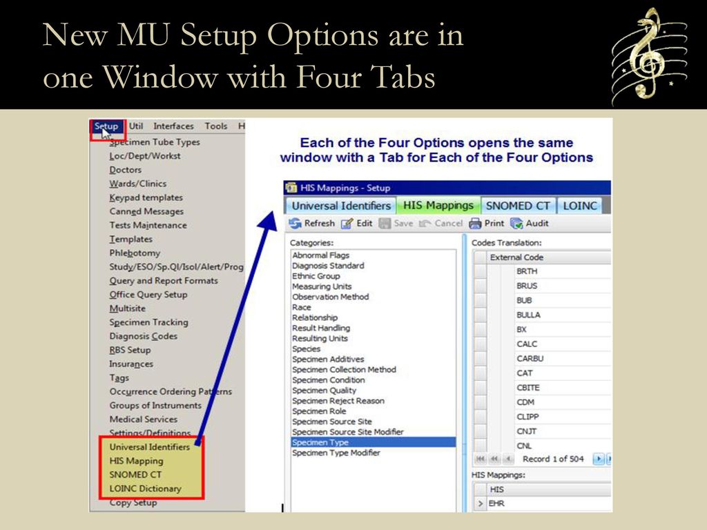 New MU Setup Options are in one Window with Four Tabs