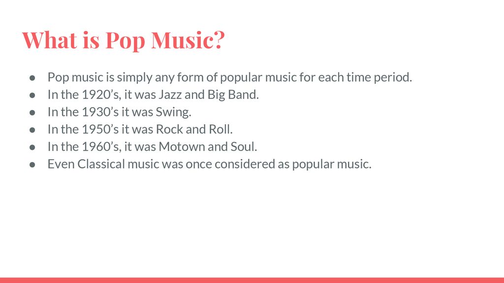 Pop Music Unit ppt download