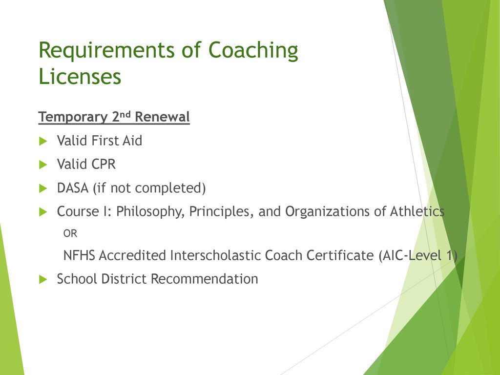 Requirements of Coaching Licenses