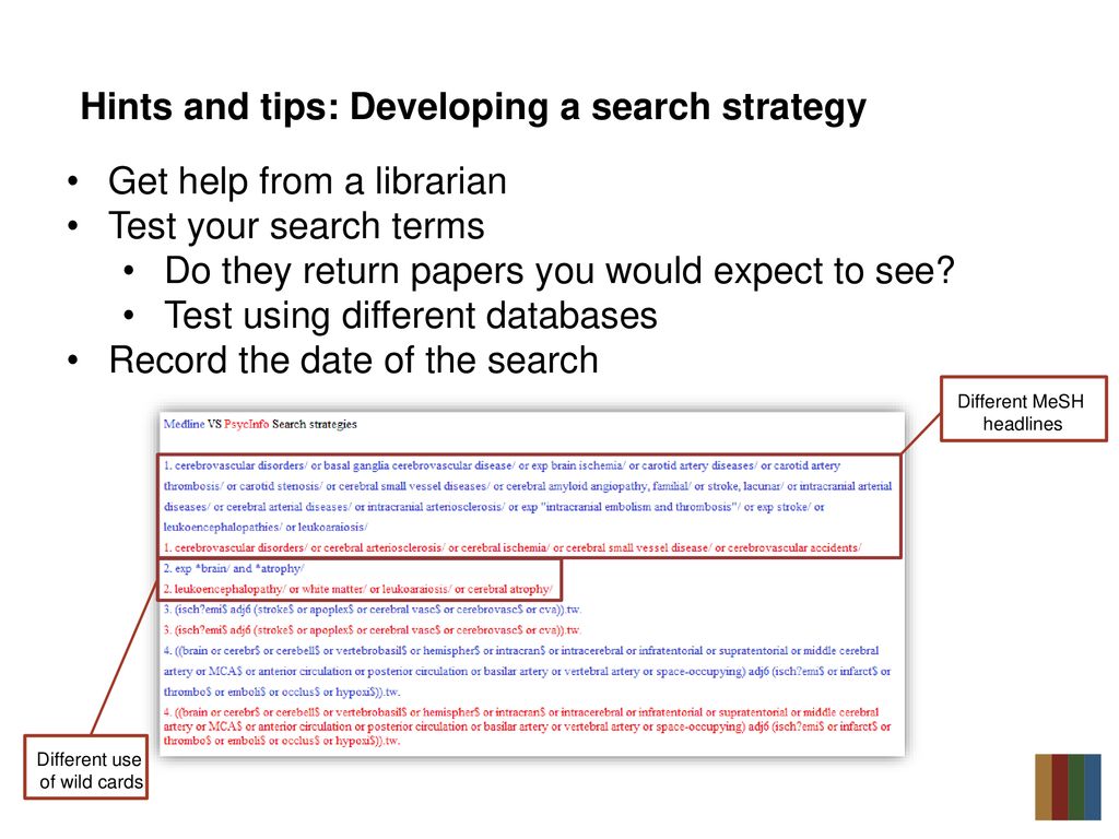 Hints and tips: Developing a search strategy