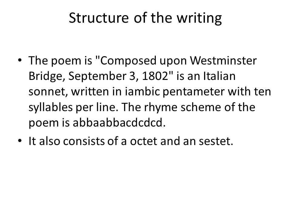 upon westminster bridge analysis