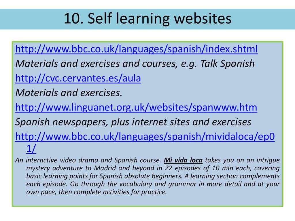 10. Self learning websites