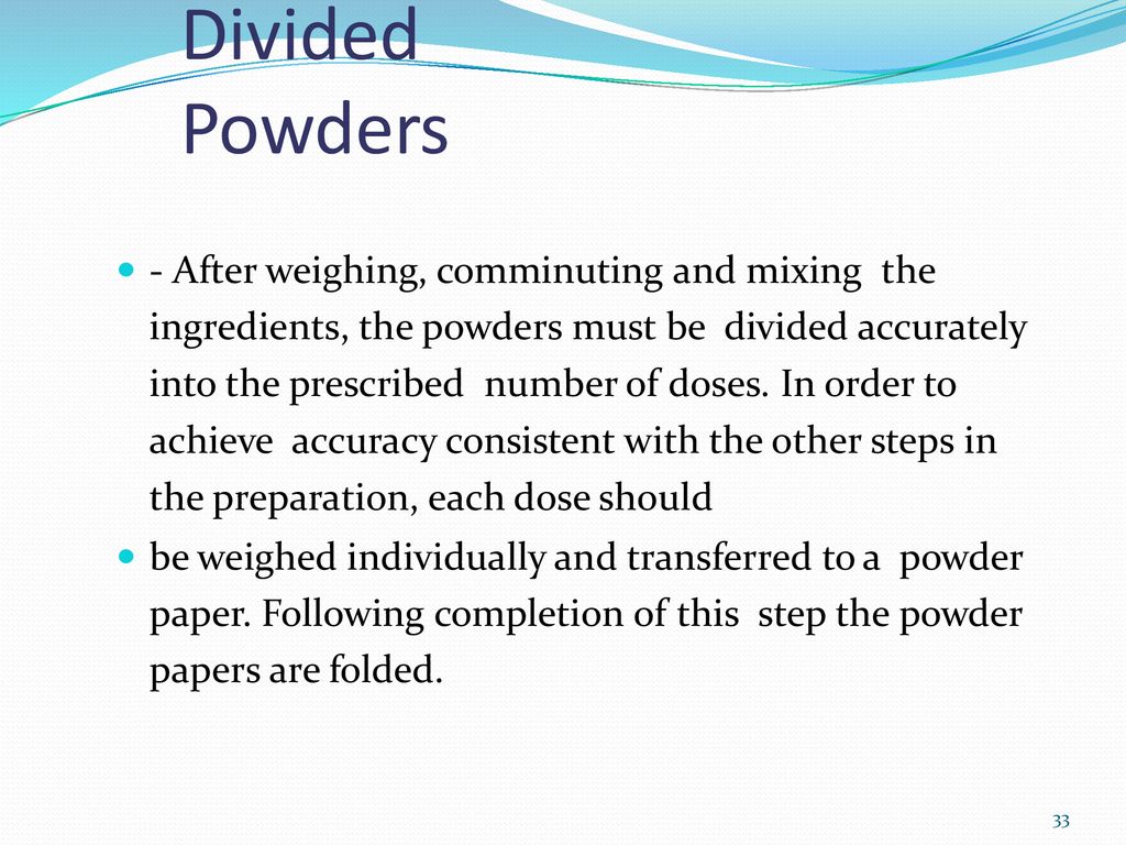 Paper Tablets for Divided Powders 