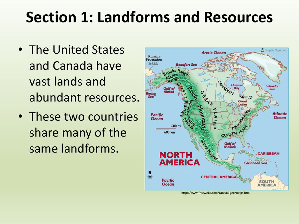 W geo unit 2 landforms and resources us, canada