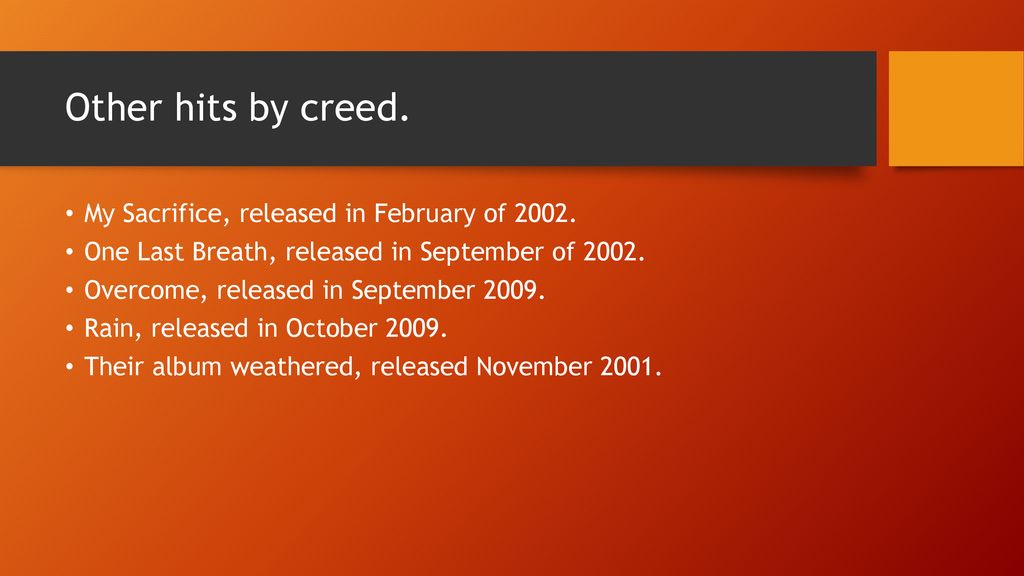 Creed - My Sacrifice (2001)