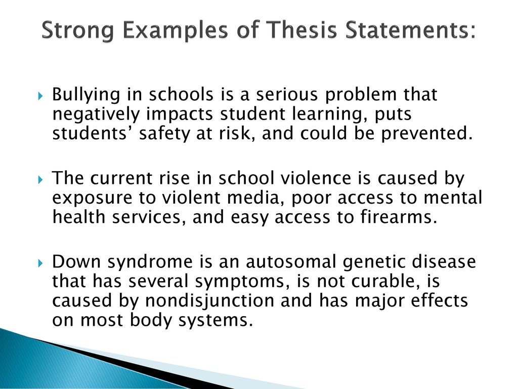 short thesis statement about bullying